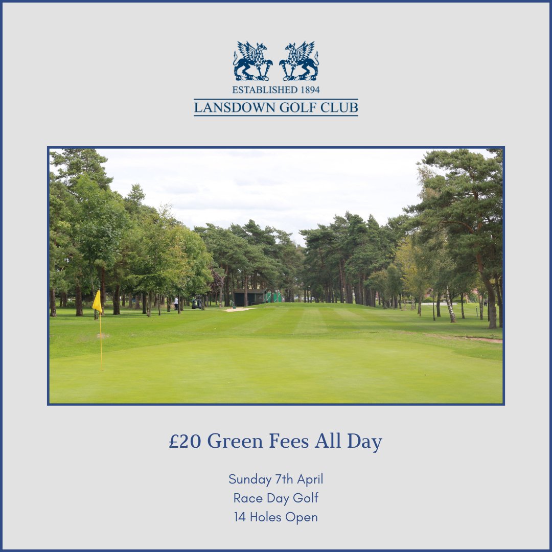 £20 for a round of Golf? This Sunday is the first Race Day of the year and that means a round of golf for just £20! We have a lovely loop of 14 holes available on race days which is perfect for a quick round before the races! Book your tee time - visitors.brsgolf.com/lansdown#/cour…