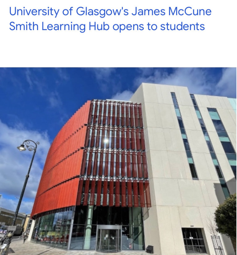 Scottish Diaspora - Ist African American doctor: James McCune Smith gained his medical degree (MD) from Glasgow University in 1837. The University’s £90.6m James McCune Smith Learning Hub celebrates his life which included working with Frederick Douglass as an abolitionist.