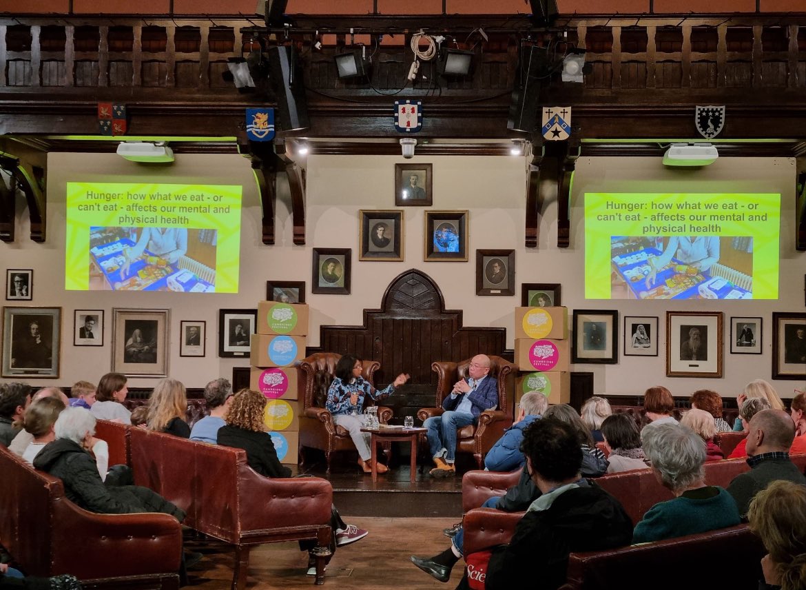 What is the long-term impact of what we eat on your physical and mental health? 🥗 Biologist Professor @GilesYeo sat down with Professor Mintz Habib, Founder of @CRSD_Cambridge @cambtweetlandec at #CamFest to discuss. Catch up on our YouTube channel: bit.ly/3PBRRBB