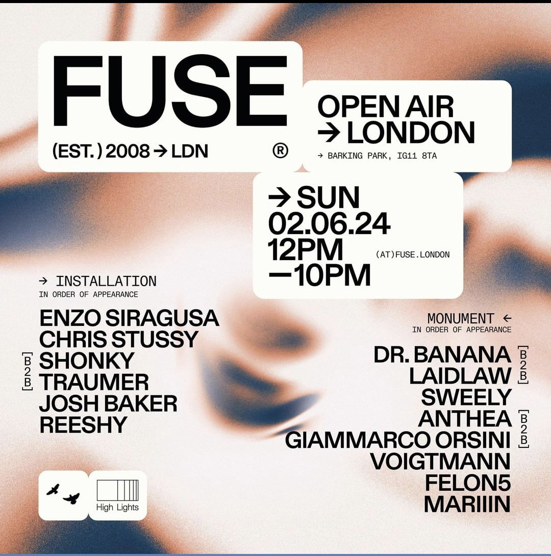 2 June @FUSE_London Open air with @enzosiragusa @Traumer_music & more. Tickets - ra.co/events/1857785…