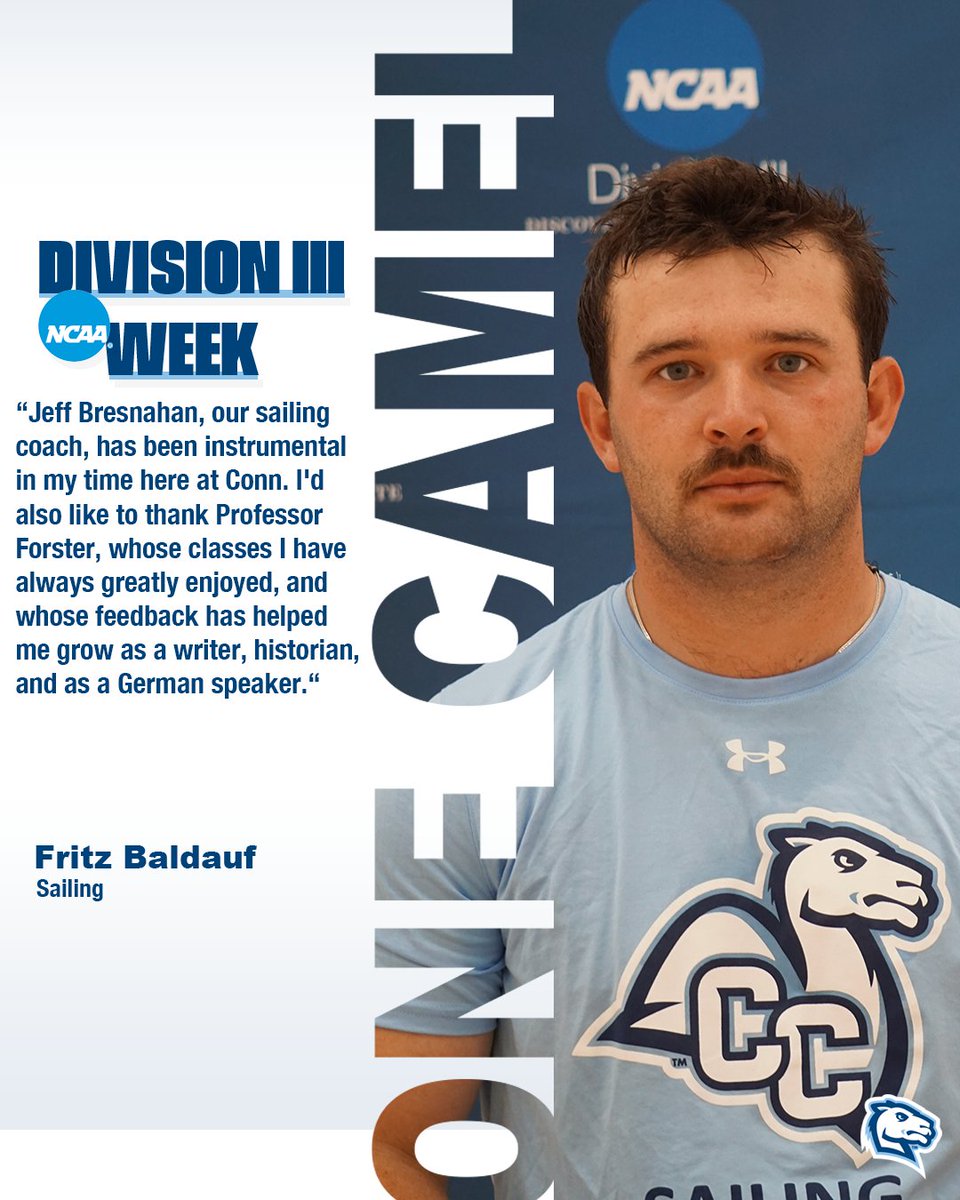 Continuing our @NCAADIII week thanks is sailing's Fritz Baldauf talking about those who have helped him at Conn! #OneCamel // #WhyD3