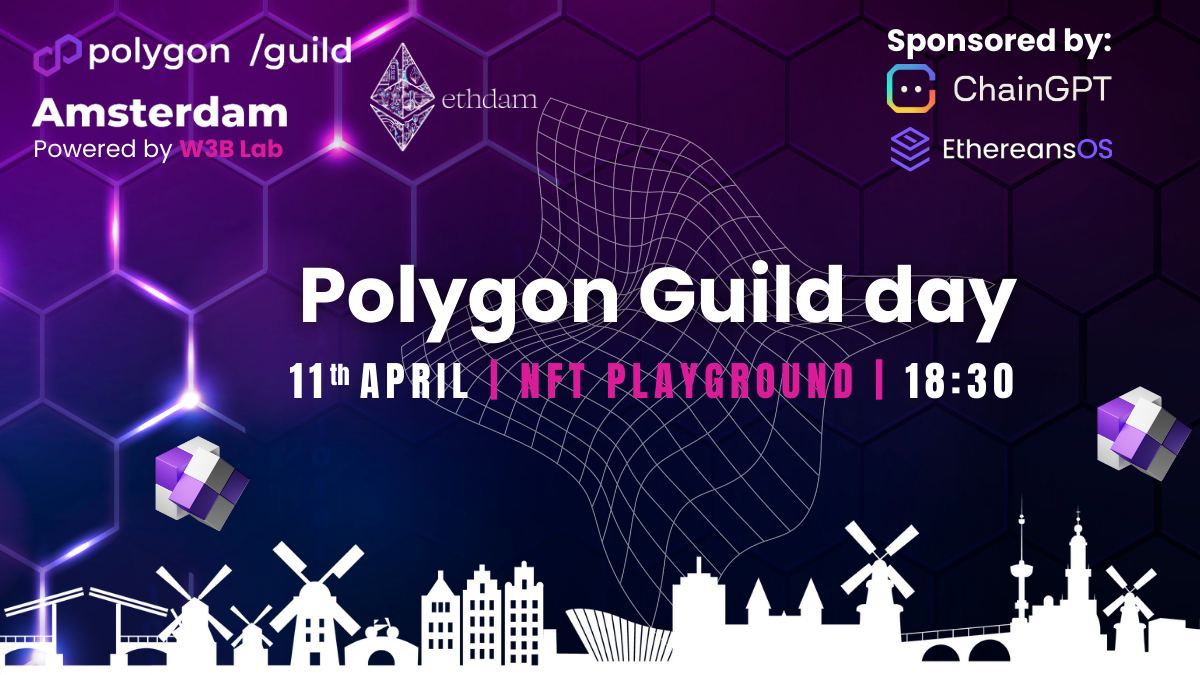 See U  #ETHDam 24’ 🇳🇱 

🦸‍♂️Meet Polygon: CDK &amp; Security

Sponsored by <a href="/Chain_GPT/">ChainGPT</a> &amp; <a href="/ethereansOS/">EthereansOS Protocol</a>
 
🎁 Perks:
 - Drinks + Snacks + Pizza

⏰ 11.04.2023 | 18:30-21:30
📍 <a href="/nft_plg/">NFT Playground Amsterdam</a>
 🫡 <a href="/W3B_Lab/">W3B Lab 👾</a>  

RSVP NOW 👇👇
meetup.com/web3-0-communi…