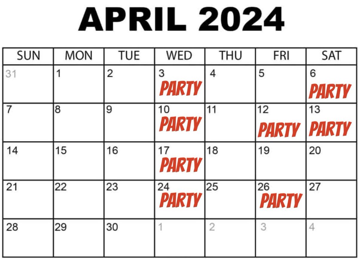 April schedule