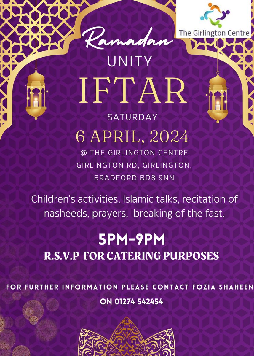 Join us for an evening of Unity and Togetherness. Our community is coming together for a special Iftar gathering to celebrate diversity @G_tonCentre Ramadan Unity Iftar 2024.