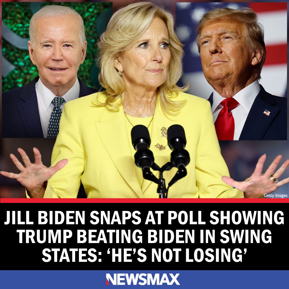 First Lady Jill Biden dismissed a poll that showed Donald Trump leading President Joe Biden in six swing states and said, 'It's obvious that Joe will win this election.' MORE: bit.ly/3xm6KBD