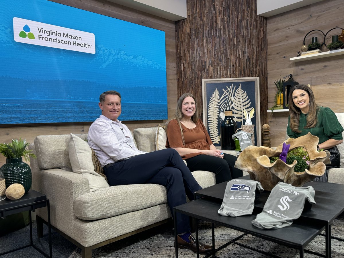 .@VMFHealth Obstetricians Dr. Kayli Senz and Dr. Jerry Anderson joined @NewDayNW to discuss what to consider when looking for a birth center. Every baby born at one of our birth centers has the option to pick a onesie featuring your favorite local sports team!