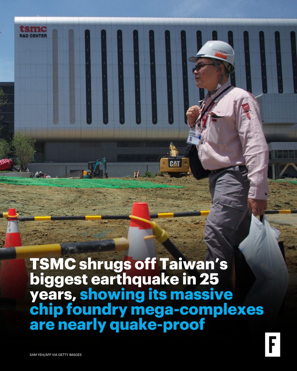 TSMC told Fortune it detected damage to a “small number” of tools and was 70% recovered within 10 hours of a 7.4 magnitude earthquake. bit.ly/3VLb6ws