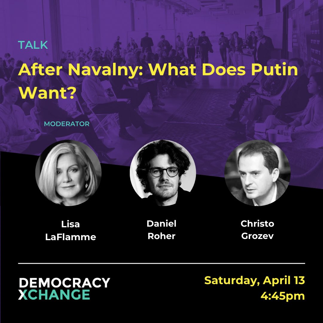 Don’t miss this free NAVALNY Screening or #DXC24 talk. Join us for a conversation w/ the Oscar-winning 🇨🇦 director, @danielroher & investigative journalist, Christo Grozev, w/ journalist @LisaLaFlamme_. Presented in collaboration w/ @torontolibrary. ➡️ democracyxchange.org