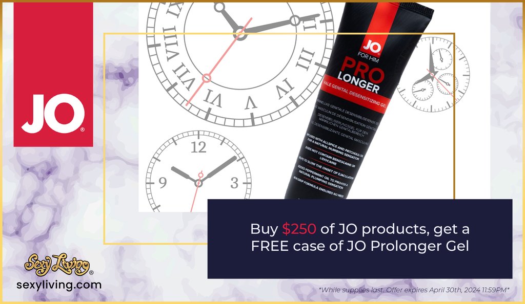 For all of April 2024, spend $250 on JO products and received a case (12 bottles) of JO Prolonger Gel! #sexpositive #sexy #pleasure #adulttoys #erotic #ecommerce #dropshipping #b2b #shopify #onlinestore #relationships #promo #discount