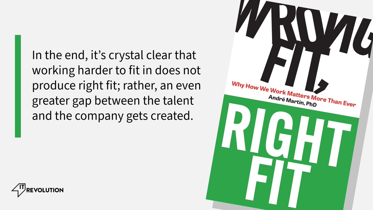 “In the end, it’s crystal clear that working harder to fit in does not produce right fit; rather, an even greater gap between the talent and the company gets created.” From Wrong Fit, Right Fit by @gramico. itrev.io/3S23IL6