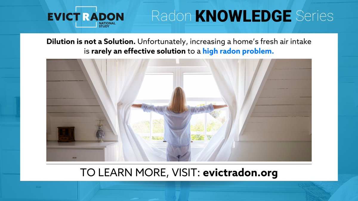 Evict Radon National Study (@evictradon) on Twitter photo Dilution is not a solution for high radon levels in your home. Increasing fresh air intake won't cut it - test your home for radon and mitigate it if necessary! Link in bio for more information. #EvioctRadon #RadonTesting #RadonAwareness #HealthyHome Dilution is not a solution for high radon levels in your home. Increasing fresh air intake won't cut it - test your home for radon and mitigate it if necessary! Link in bio for more information. #EvioctRadon #RadonTesting #RadonAwareness #HealthyHome