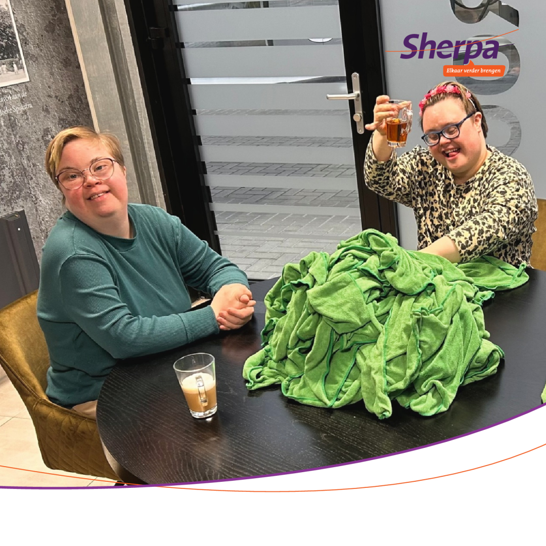 Op de Ambachtsweg vouwen zij doekjes op voor de @GooiseCarwash. Deze doekjes mogen bezoekers van de Carwash gebruiken om de binnenkant van hun auto schoon te maken. Normaal gesproken doen ze deze activiteit op de Ambachtsweg maar vandaag waren ze op locatie!