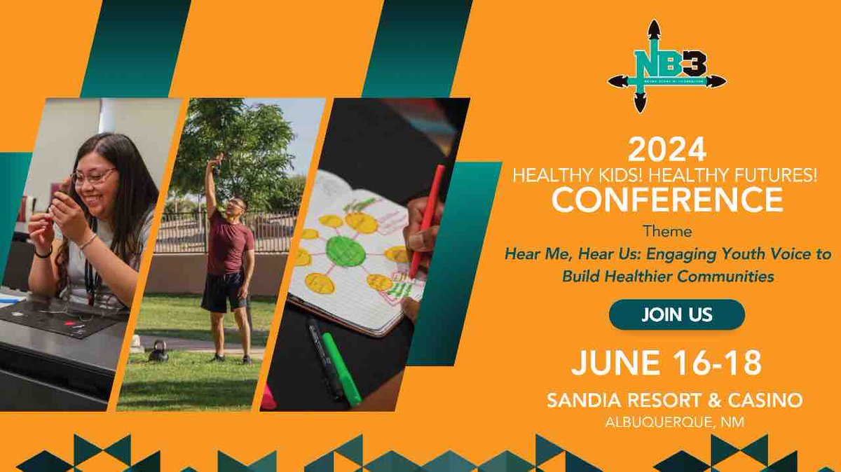 Registration is O P E N ❗ Join us for the NB3 Foundation 2024 Healthy Kids! Healthy Futures! Conference June 16-18 at Sandia Resort & Casino, Albuquerque, NM. See you there! Register ➡️ nb3foundation.org/hkhf-conferenc… #NB3F