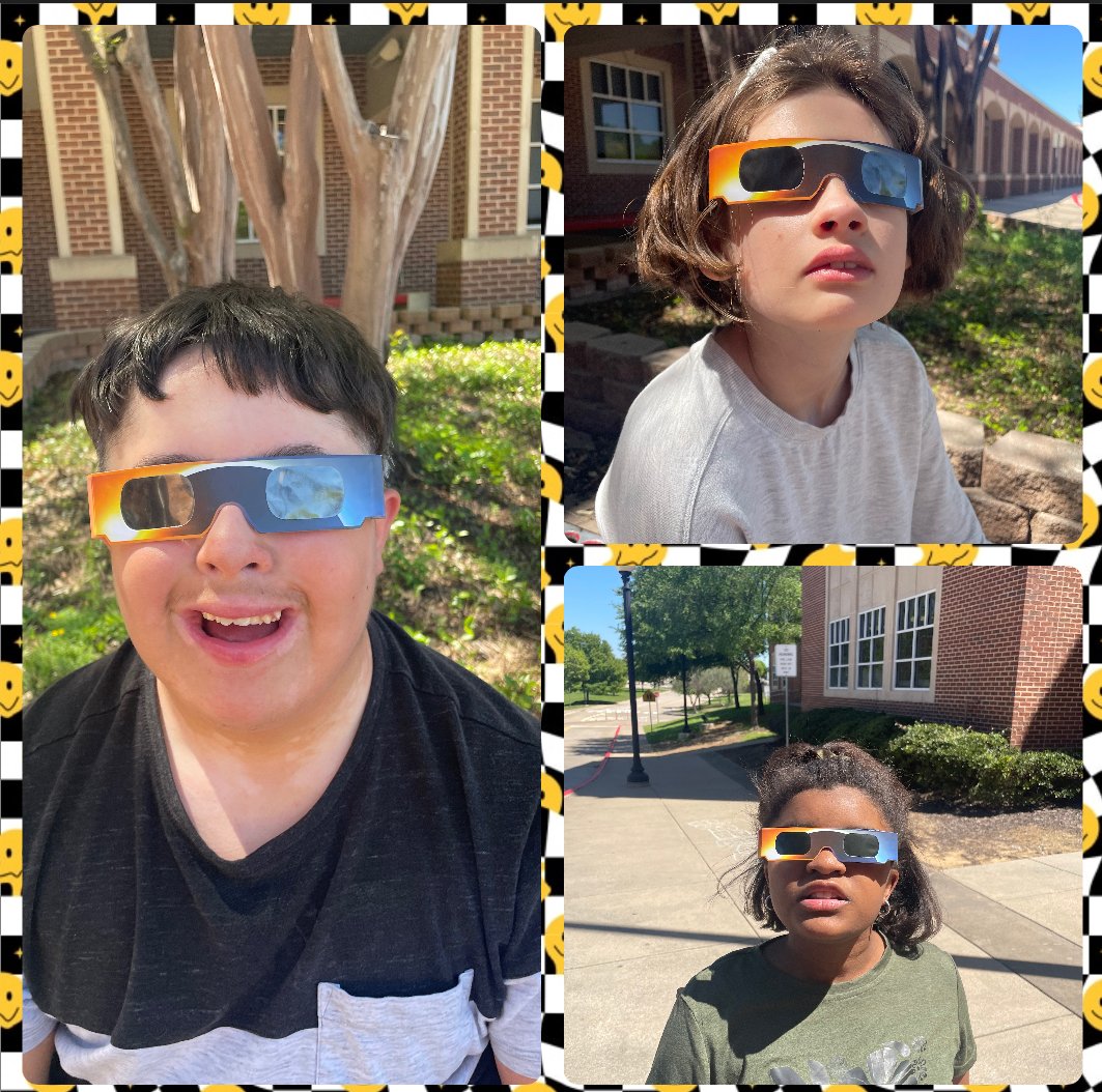 ☀️🌑☀️🌑☀️🌑☀️🌑☀️🌑☀️🌑☀️
A little Solar Eclipse activity and practice today. 
<a href="/GrapevineMiddle/">Grapevine Middle</a>