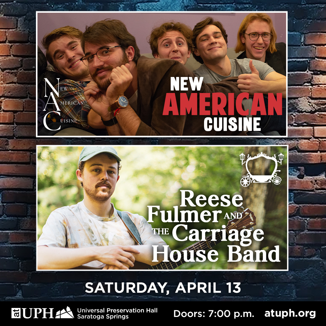 Local favorites New American Cuisine and Reese Fulmer & The Carriage House Band are making their debut performance at UPH on April 13 🎸🎙️ You won't want to miss this unique performance - get your tickets today! 🎟️ > atuph.org 📍 UPH Saratoga Springs