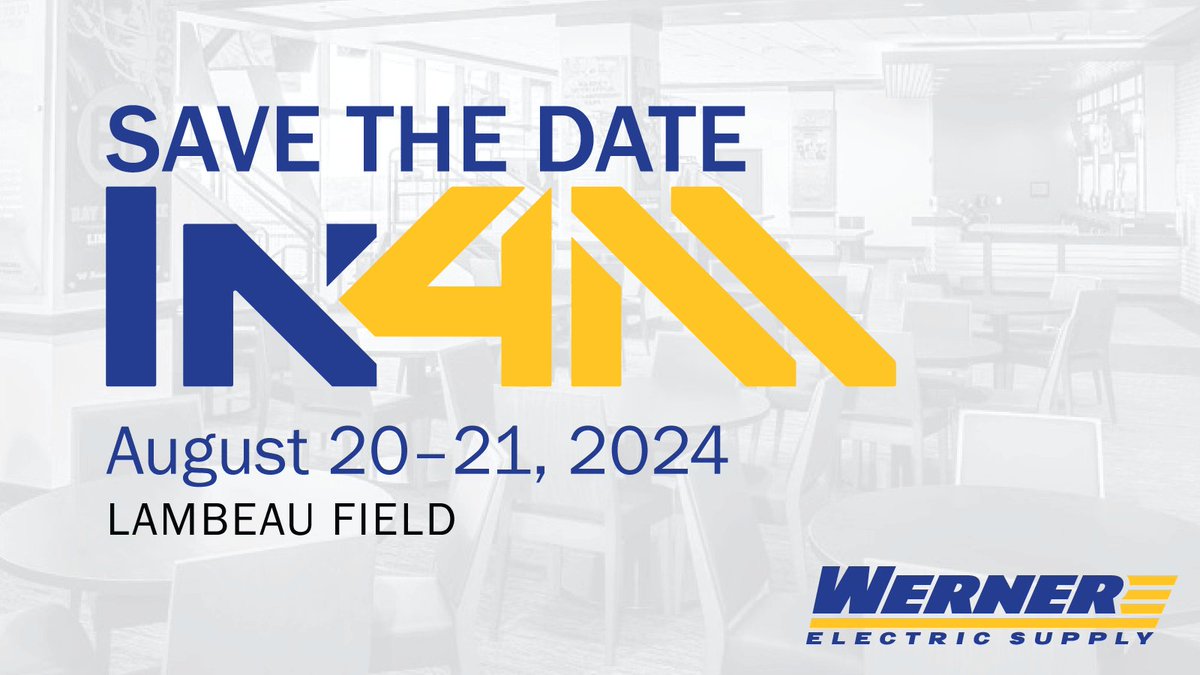 We're excited to announce IN4M for 2024 at Lambeau Field in Green Bay, WI this August. 

Save the date for technical sessions, hands-on labs, and product demonstrations. 

Learn more: wernerelectric.com/events/in4m

#PoweringPossibilities #IN4M