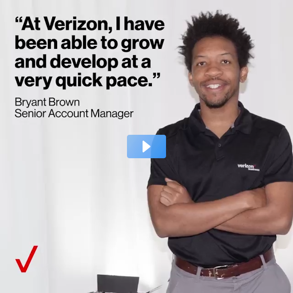 _GretaK's tweet photo. Bryant Brown’s #NetworkLife began as one of our #VerizonInterns—two summers in a row!  Since then, he, joined the V Team as a Senior Account Manager. And with #VerizonPerks, Bryant is working on his MBA. Explore opportunities: https://t.co/AmOHigBrjI https://t.co/nicKKrOcwJ https://t.co/xGkH6m4o6p