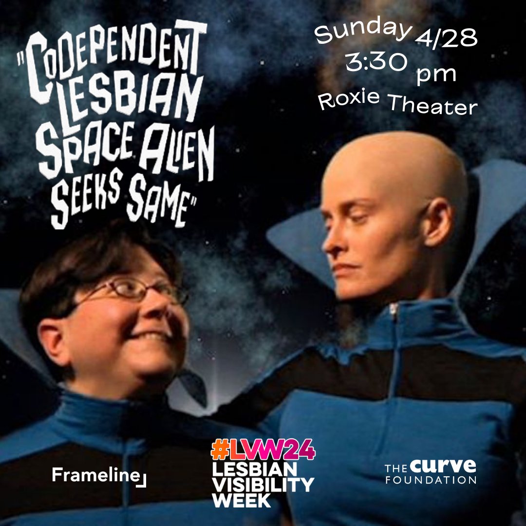 #LesbianVisibilityWeek is coming up April 22-28, so this year we're banding together with @curvefdn and @roxietheater to host a screening where lesbians can be seen...and silly! 🩷👽🧡 Get tickets: roxie.com/production/cod…