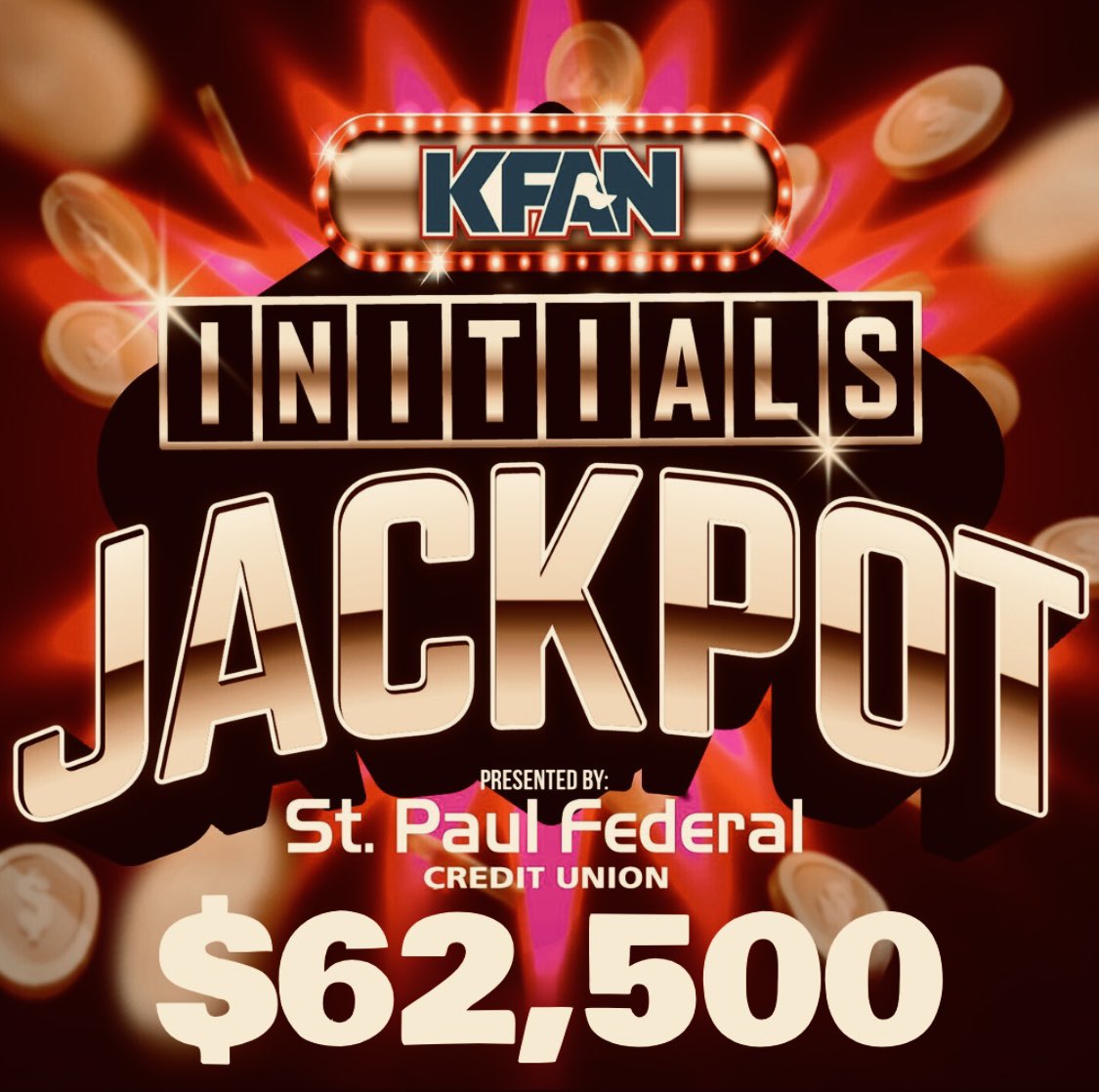 TOMORROW: @InitialsGame #510 on the @PowerTripKFAN at 8:15 featuring the @SklarBrothers and the @StPaulFCU Initials Jackpot. One of you will have a chance to win $62,500! Check out the @PowerTripKFAN Friday morning for all the details. LISTEN HERE: KFAN.com/listen