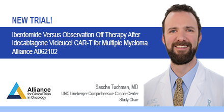 NEW TRIAL! @stuchman1 @UNC_Lineberger leads @ALLIANCE_org A062102-a trial that compares iberdomide maintenance therapy to disease monitoring to improve survival in pts who have received idecabtagene vicleucel for multiple #myeloma: bit.ly/Alliance-A0621… #mmsm @MM_Hub #NCI #NCTN