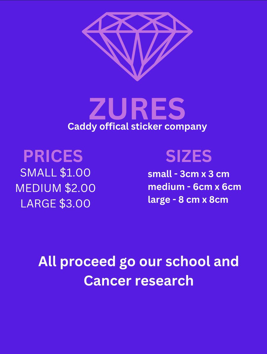 cadarackque's tweet photo. Zures is selling their stickers to grade 1 and 2’s tomorrow at lunch!! All stickers are  1, 2 or 3 dollars each.

Don’t worry Kinders, 4-8’s - you will be able to purchase next week too!! https://t.co/eiz5yw9Q9G