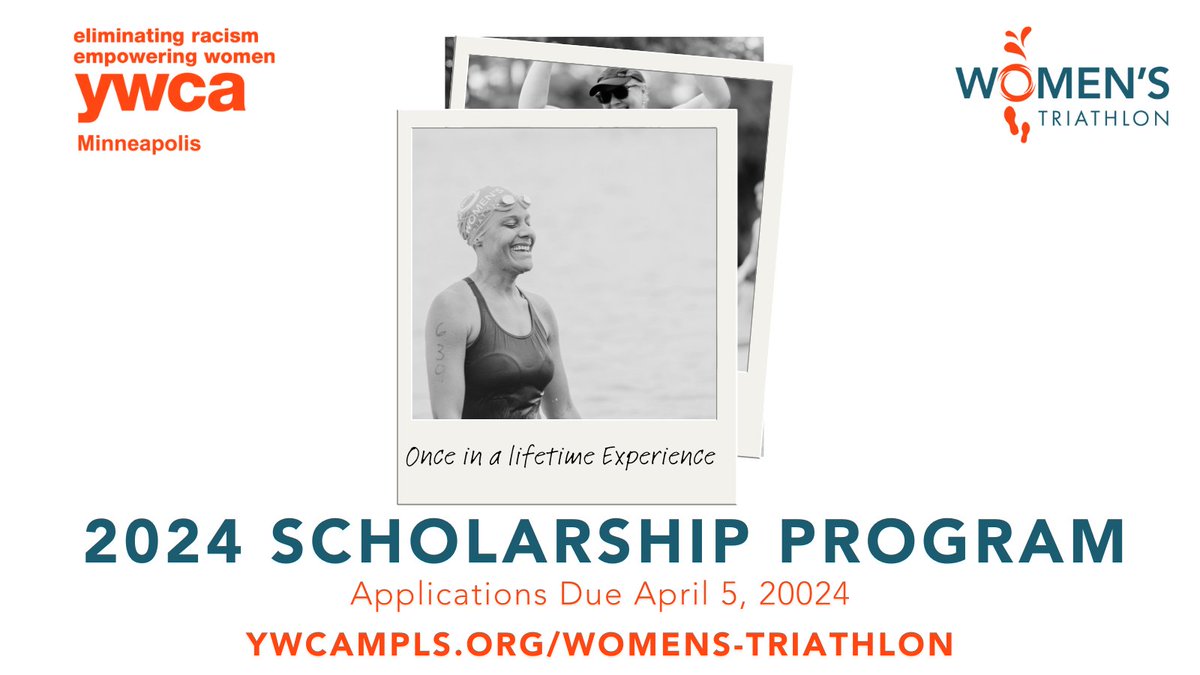 Reminder that applications for the YWCA Minneapolis Women's Tri Scholarship Program are due TOMORROW, April 5th. Click the link to apply now: bit.ly/3TIF6GJ