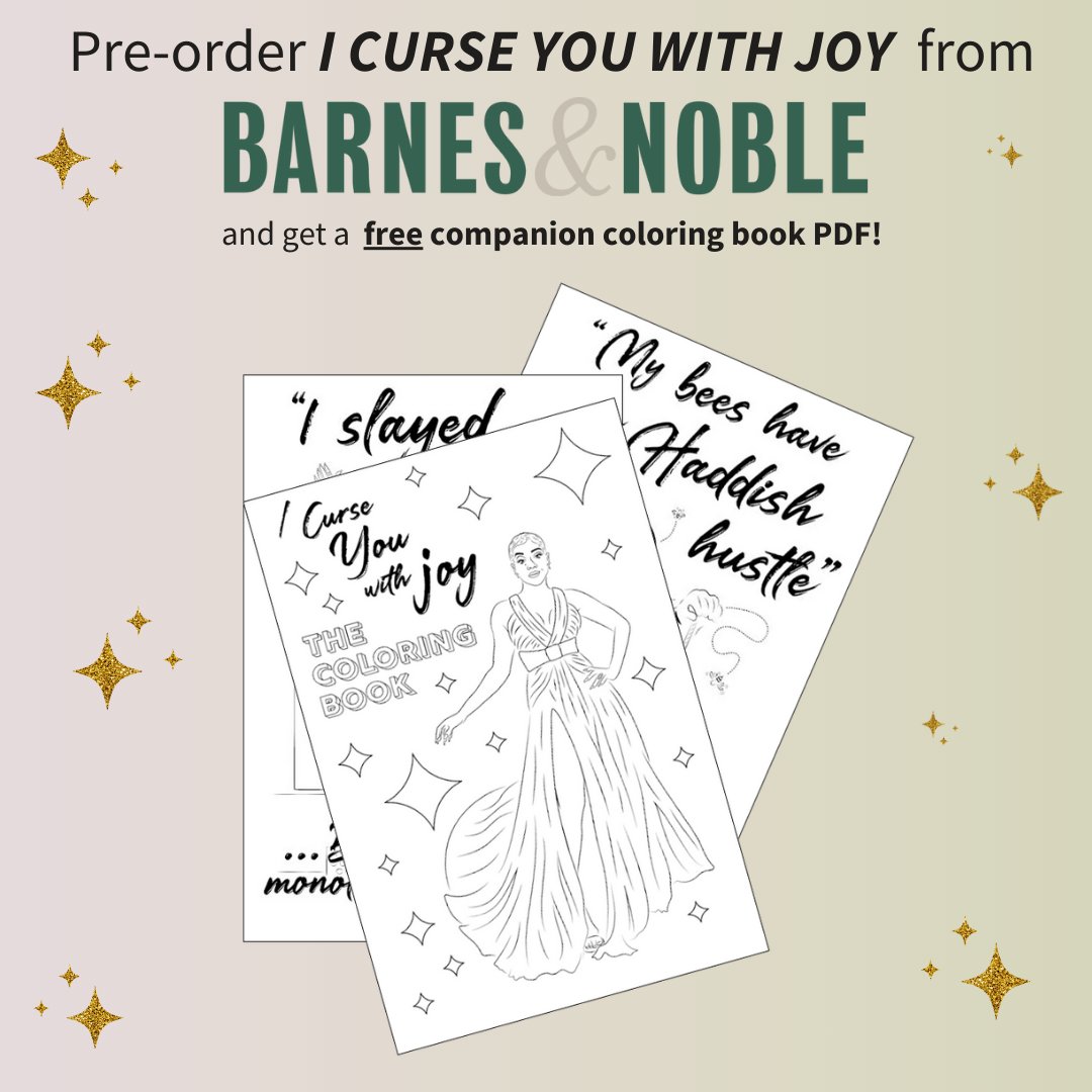 It's almost here! Pre-order #ICurseYouWithJoy from @BNBuzz by May 6 and submit your receipt to @DiversionBooks, and we will send you a free downloadable companion coloring book PDF! Pre-order link: barnesandnoble.com/w/i-curse-you-…