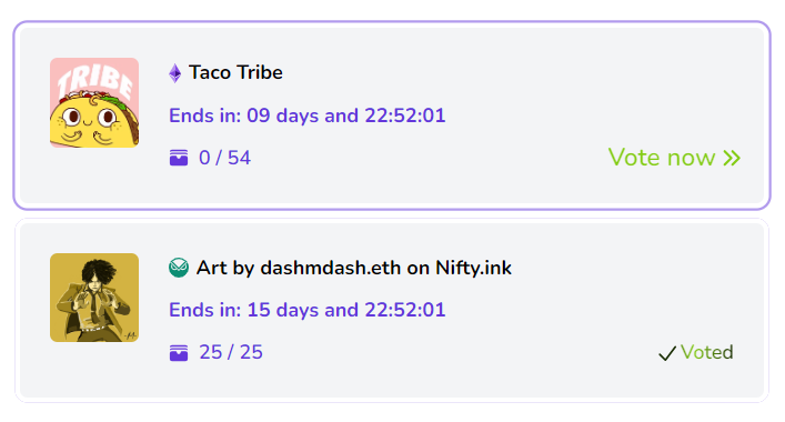 blockhero_'s tweet photo. ๐ It's showtime, folks! ๐ Get ready to rock the vote for @dashMdash and @TacoTribeNFTs on https://t.co/poq5mVfk9B! ๐ณ๏ธ Let's make some art magic happen and swipe through these wonderful NFTs! ๐จ #Flexart #NFTs #VoteNow https://t.co/QPcshSB4AV