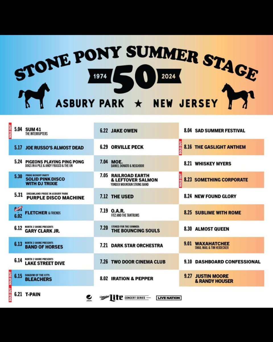 Stone Pony Summer Stage lineup is here. ⚡ One month 'til opening! For tickets, visit bit.ly/3vMxLh5 📍913 Ocean Avenue, Asbury Park, NJ