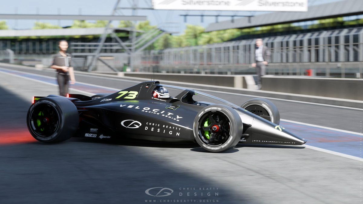 Thought you guys would like to see a quick shot from Monday's shakedown at #Silverstone. Still some things to iron out (the background trees look a tad janky), but it was a good first run. April weather was kind to us as well. #F1 #Indycar #Testing #Cgi #Blender