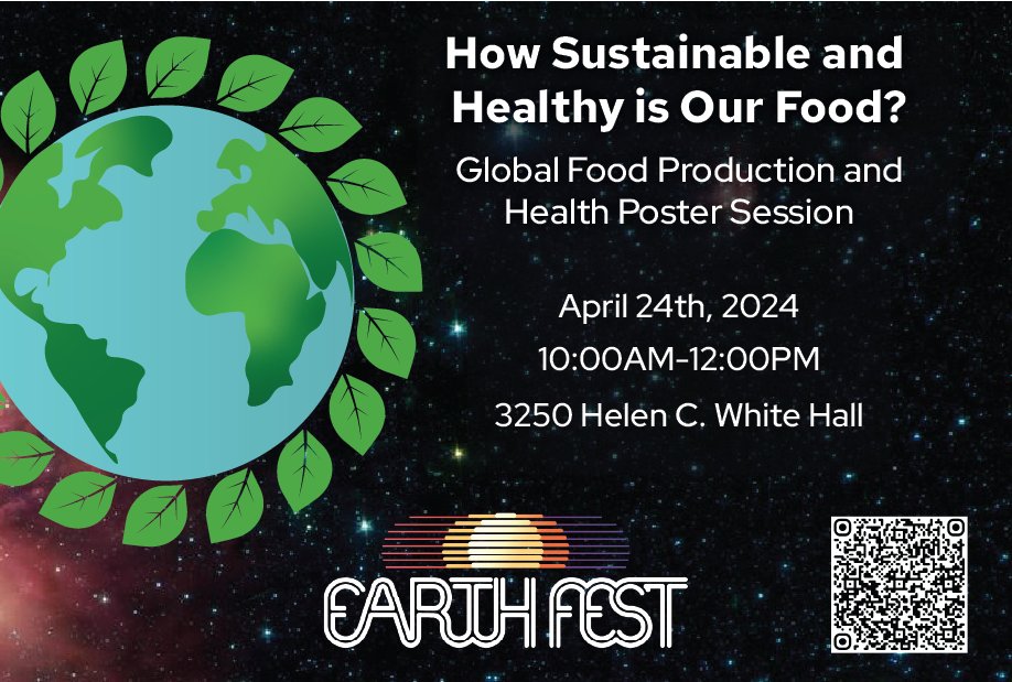 Join us for our poster session “How Sustainable and Healthy is Our Food?”. Students from our Global Food Production and Health course will present on sustainability and health assessment of world-wide farming systems. @SustainUW @NelsonInstitute @UW_GHUP go.wisc.edu/06gif9