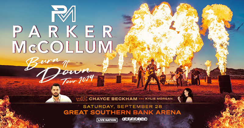 🔥🔥JUST ANNOUNCED🔥🔥 @ParkerMcCollum brings the Burn It Down Tour to Springfield with special guests @ChayceBeckham & @kyliemorgan on September 28! Tickets on sale April 12 at 10AM at greatsouthernbankarena.com