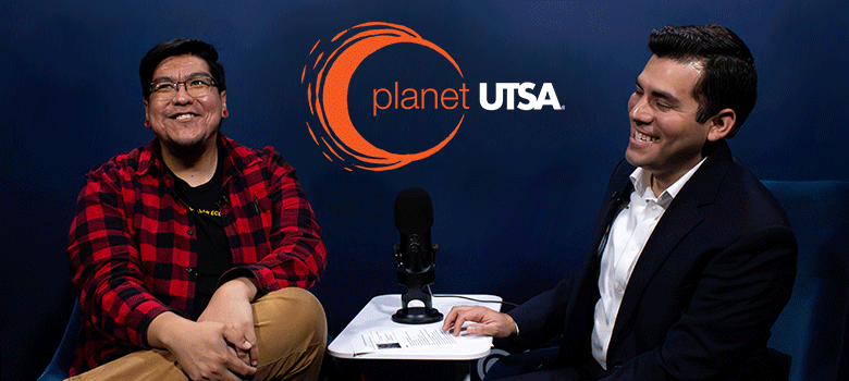 UTSA's tweet photo. The final episode is out!! 🙌  Listen to Episode 5 of Planet UTSA to learn from Ph.D. student, Cody Cly, about Native American spirituality and the cosmos. ✨ 

Check it out: https://t.co/lZOHgDJpnR

#UTSA #PlanetUTSA https://t.co/7pMbdx4EXr