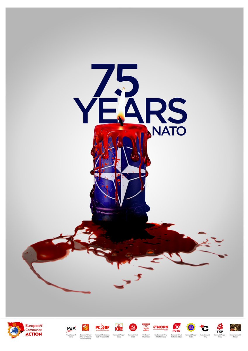👍Posters of the European Communist Action (ECA) on the 75th anniversary of #NATO imperialist war machine.

Link: t.ly/xbbZs

#Nato75 #Nato75years #AntiNato #Otan
