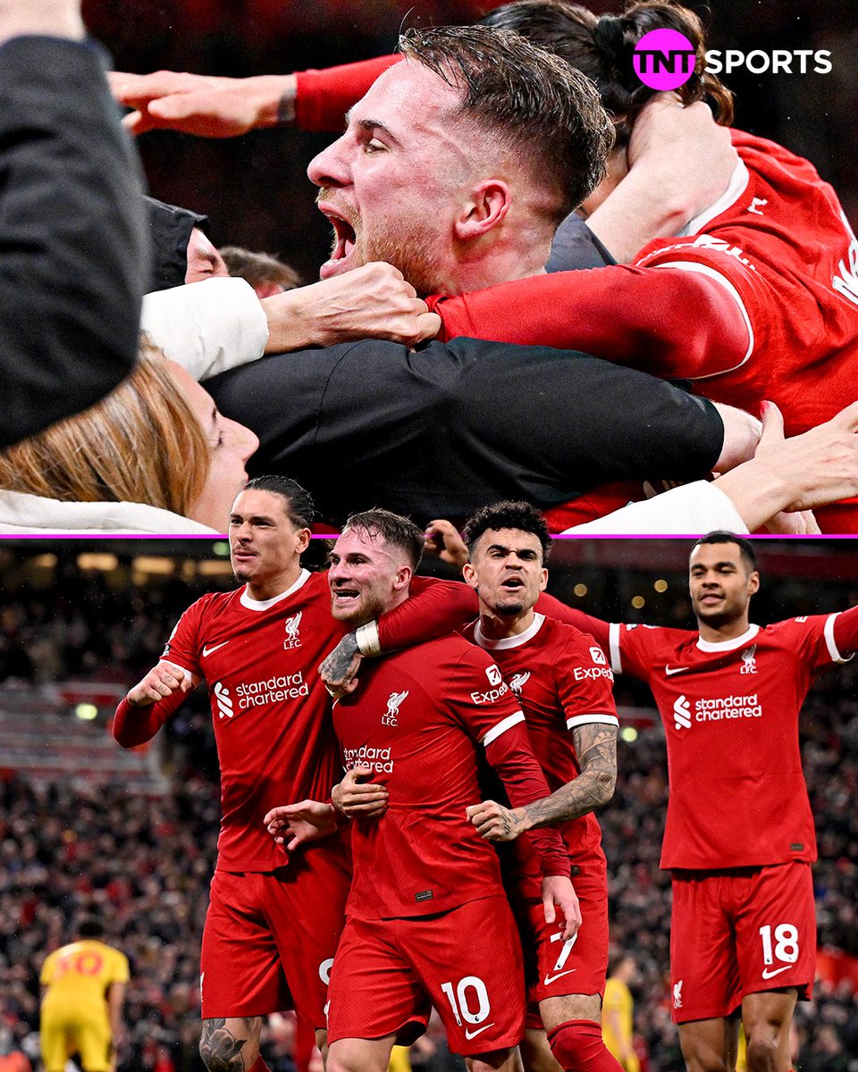 footballontnt's tweet photo. 10 goal involvements in his last 11 games across all competitions for Liverpool 👏 

Alexis Mac Allister. That's it, that's the tweet. https://t.co/PWUe7ynaFq