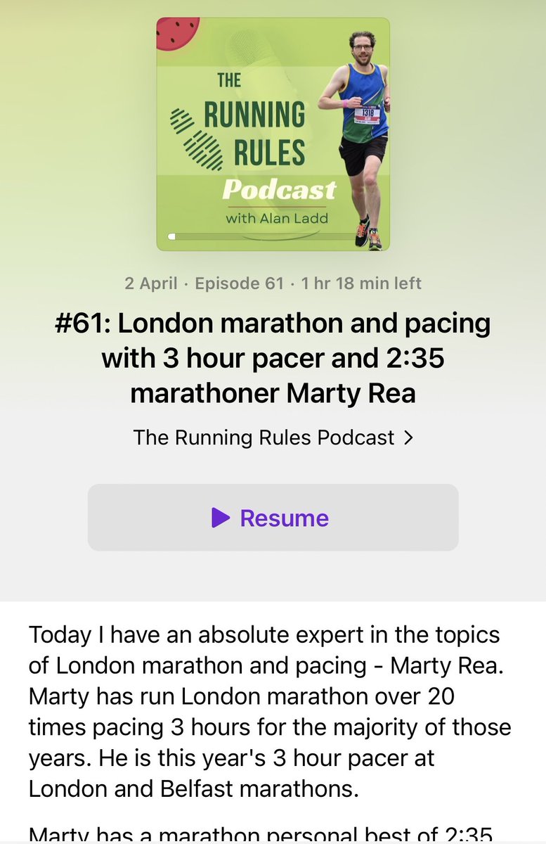For anyone doing ⁦@LondonMarathon⁩ I’ve recently done podcasts 🎧 with therunningrules.com and ⁦@thebackstraight⁩ sharing my experiences as a racer and pacer plus what you can expect this year #sub3pacer🏃‍♂️