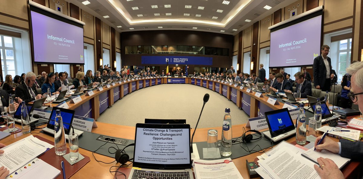 Honoured to address the EU Ministers of Transport during their informal Council today. My presentation on « Climate Change and Transport Resilience: Challenges an Opportunities » is available here: climate.be/vanyp/conferen…