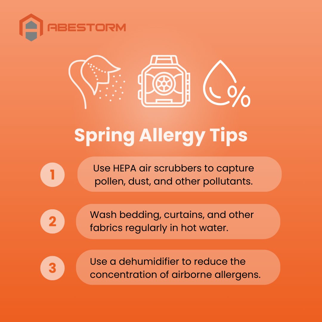 A-choo!!🤧 Spring allergies are no joke! Here are 3 helpful tips for a cleaner, healthier home this allergy season.🏡💪🏻

#tipsandtricks #allergyseason #pollutant #pollutantfree #airfiltration #airscrubber #cleanair #tipoftheday #healthyliving #breatheeasy #abestorm #Mondayvibes