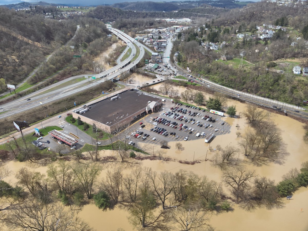 WheelingFD's tweet photo. Some photos from the WFD drone on Wheeling Island and near Mount De Chantal Rd. 
@NWSPittsburgh https://t.co/g2bfD6qH99