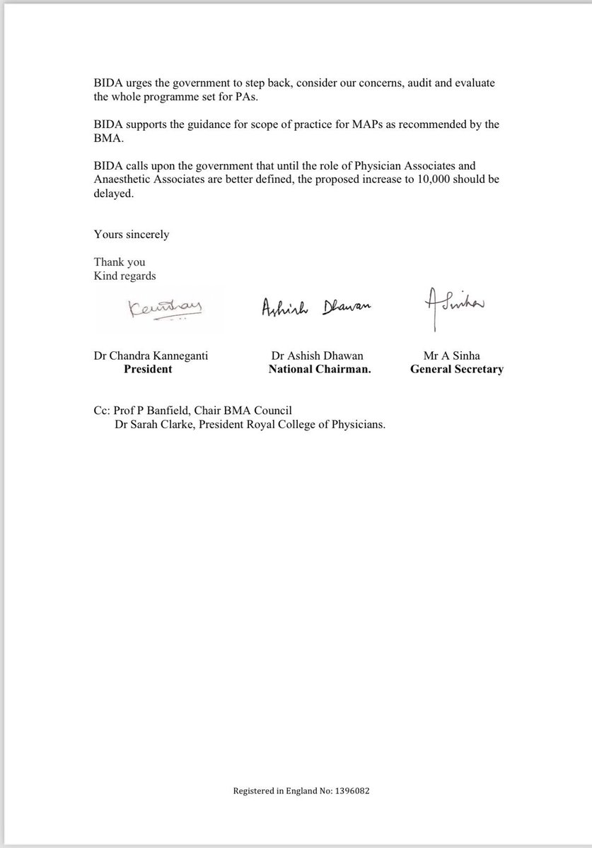 BIDA at its recent ARM unanimously voted to urge the government that until the role of Physician Associates and Anaesthetic Associates are better defined, the proposed increase to 10,000 should be delayed. We issue a position of statement @VictoriaAtkins