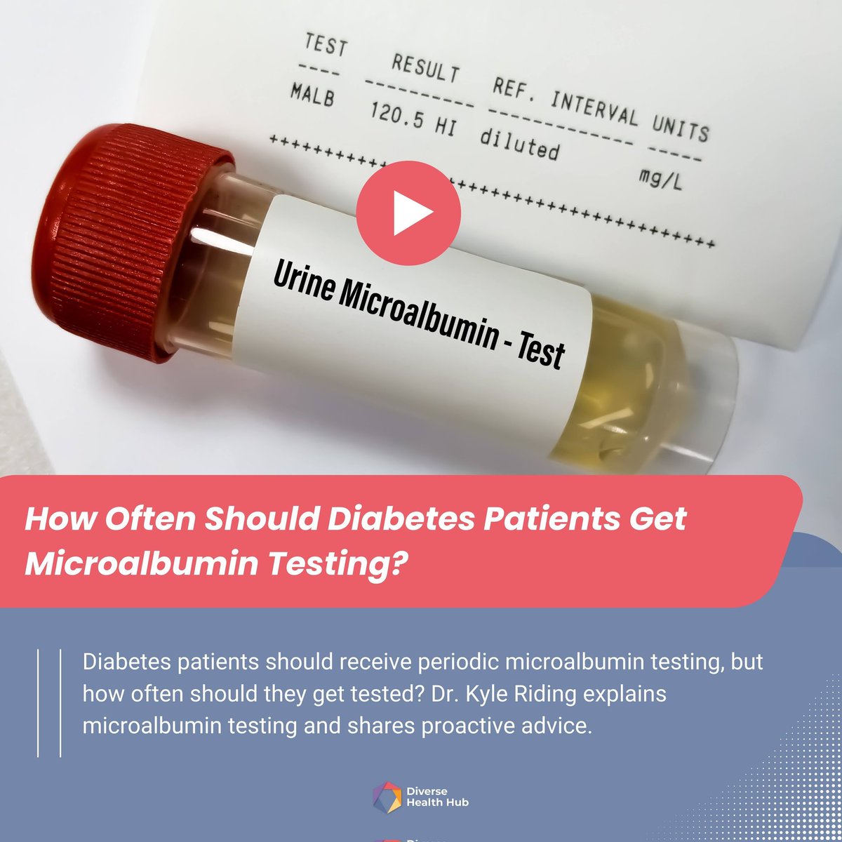 Do you have less than 5 mins to watch our latest #diagnosticsdecoded 🎥 featuring Dr. Kyle Riding @KRidingMLS? He explains how often diabetes patients should get microalbumin testing and why it’s crucial for detecting early signs of kidney damage.  Watch: bit.ly/3xoHdI2