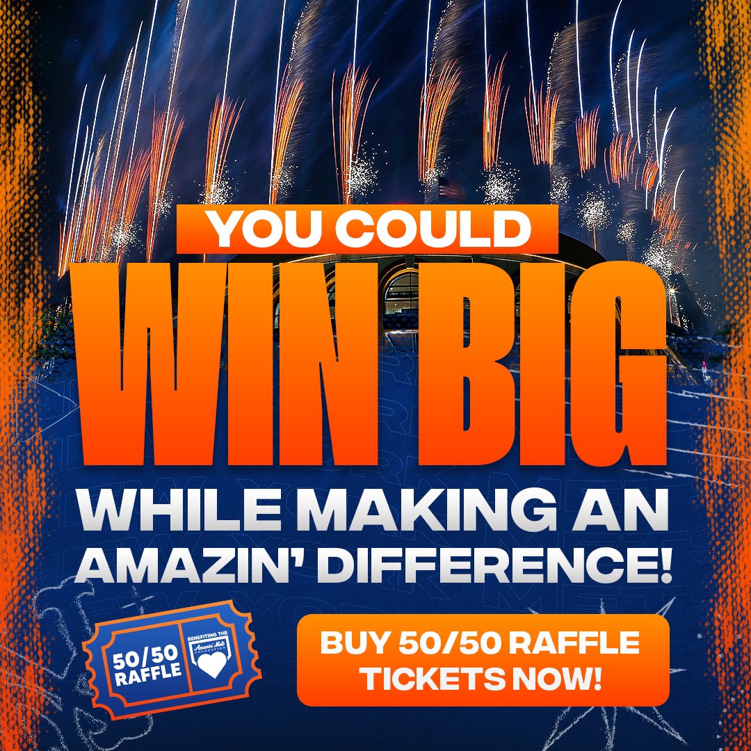 Whether you are here at @CitiField or in your living room, you could be today’s big winner. 🎉 Join today’s 50/50 Raffle! 🎟️ Tickets & Official Rules 👉 Mets.com/5050