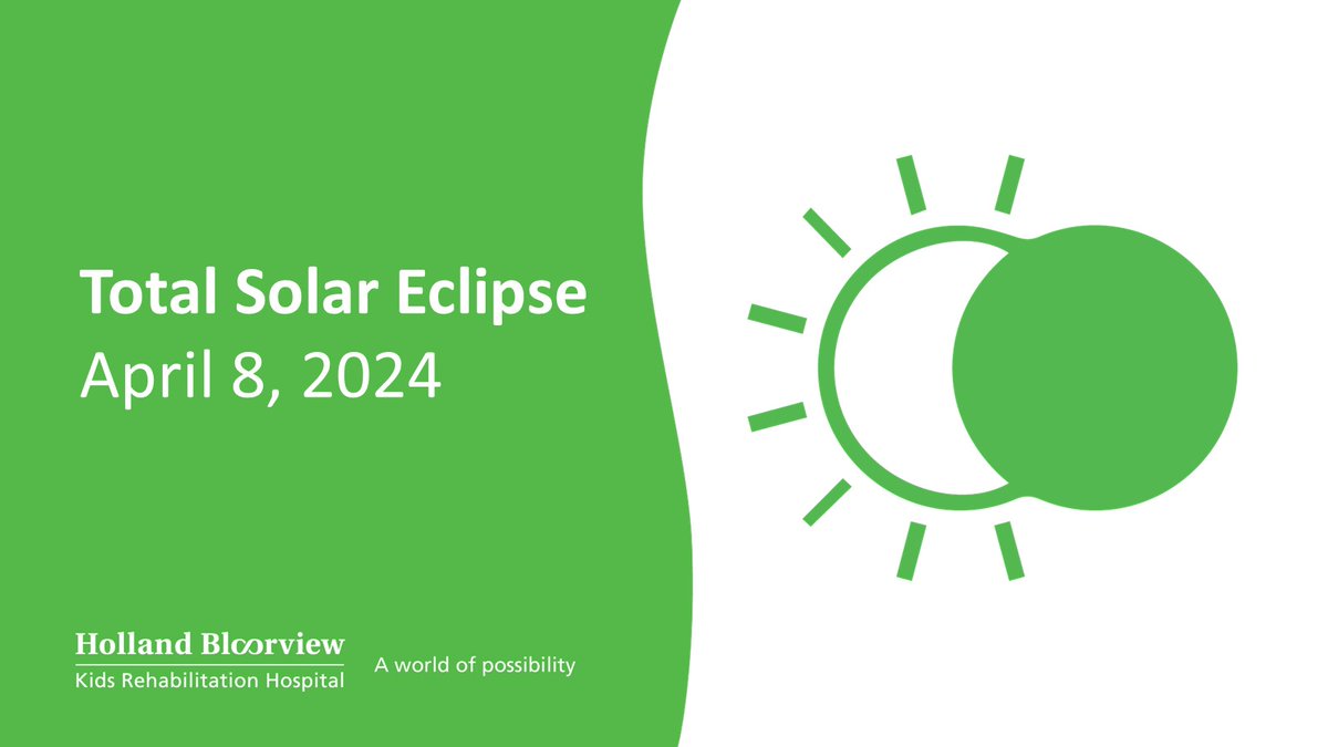 Solar eclipse alert: For the safety of children and families, Holland Bloorview will be taking some safety measures on April 8. We strongly recommend people not look directly at the eclipse due to its potential to harm the eyes. Learn more! bit.ly/3vJYjj3