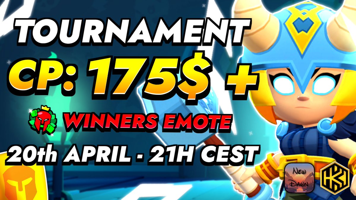 🎉 Anniversaire ND x HK 🎉 On the occasion of the 3 years of New Dawn and Haneki, we organize together a 3v3 Brawl Stars Tournament!🏆 💸175$+ and an exclusive Matcherino emote 📆20th April - 21h cest 📝Registrations on the New Dawn server and Matcherino discord.gg/newdawnbs