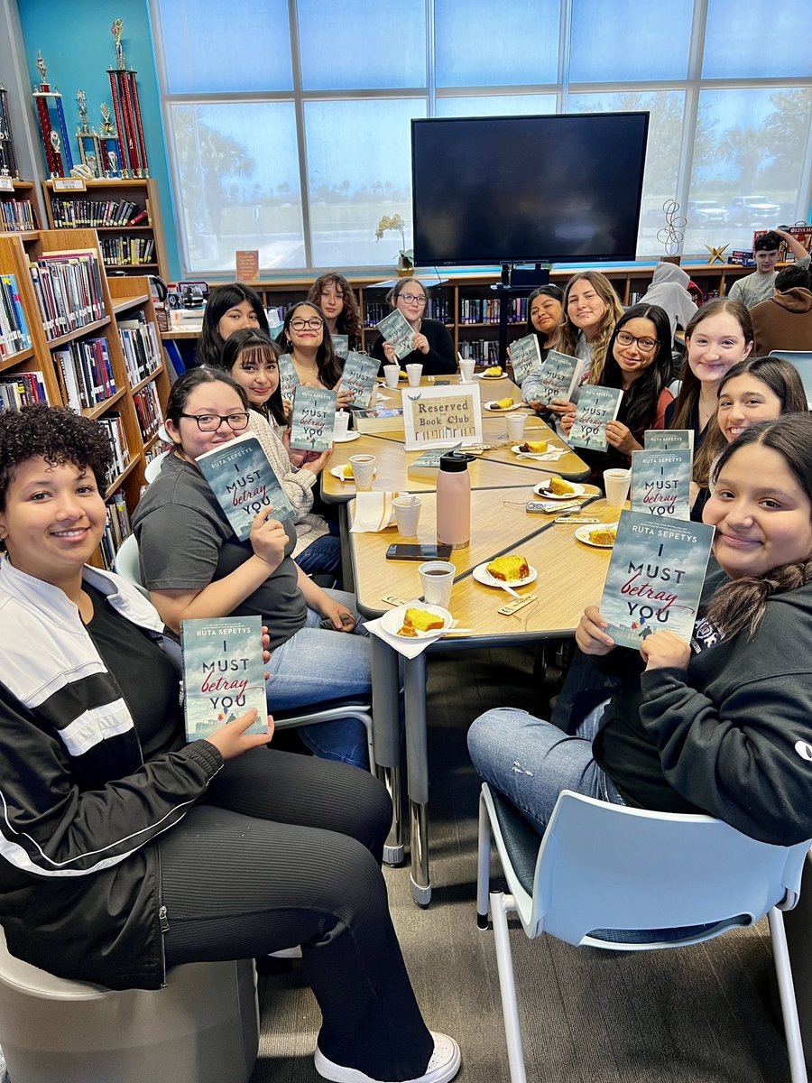hshpilc's tweet photo. Our 1st Phoenix Readers Book Club meeting for Spring🌷 We’re reading the gripping I Must Betray You by @RutaSepetys 📚We discussed our initial reactions while enjoying our lemon cake and hot beverages. ☕️ Perfect afternoon. #hcisdlibraries #PhoenixReaders #bookclub #HSHPILC https://t.co/6cldV5jWx0
