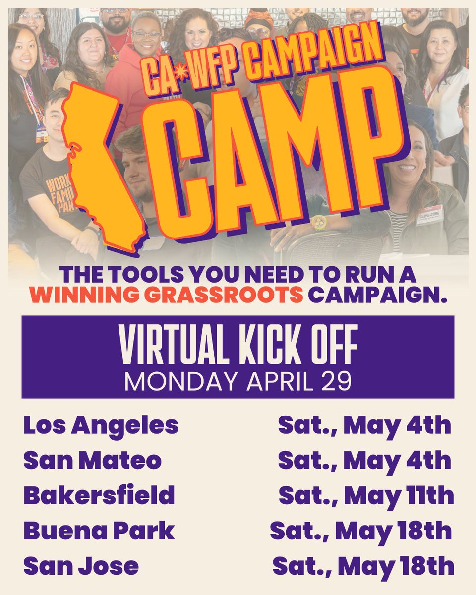 #CampaignCamp is a series of trainings designed to provide grassroots organizers and activists with the tools they need to win elections 🏆🗳️ Register for a session near you at wfpus.org/CaCamp24 and sign up for our Virtual Kick Off to learn more!