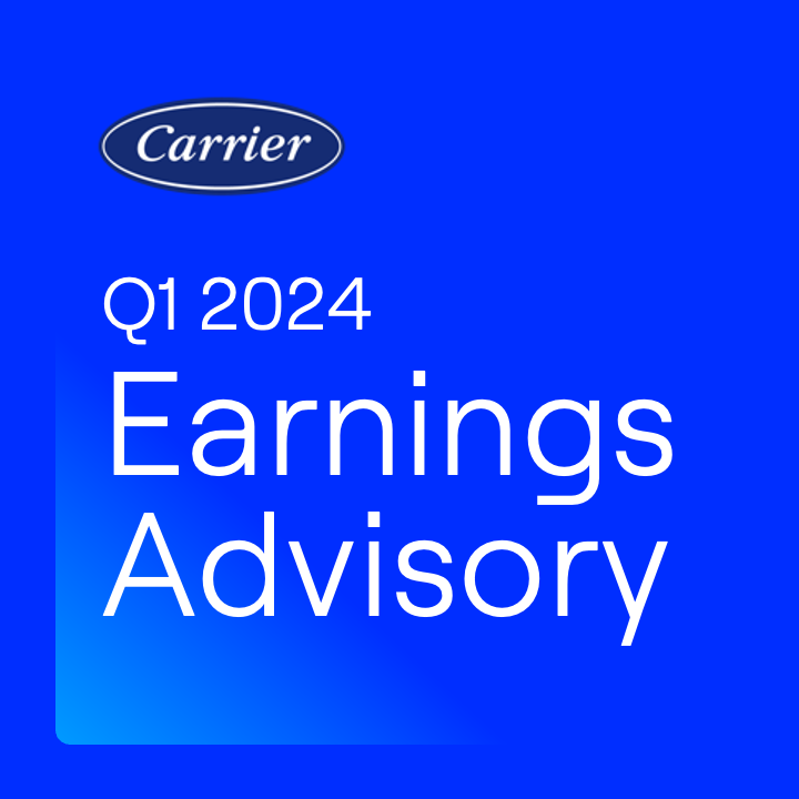 Carrier Global Corporation, global leader in intelligent climate and energy solutions, will release its first quarter 2024 earnings on Thursday, April 25, 2024 and host a conference call and webcast at 7:30 a.m. ET. Read more: on.carrier.com/3TOyc2m