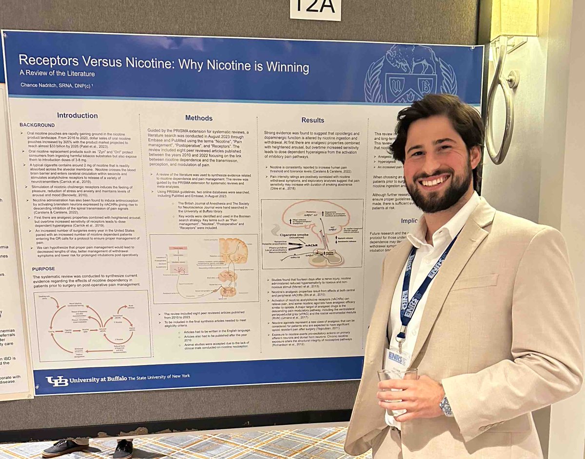 Chance Nadritch, #UBuffalo nurse anesthetist #DNP student, presented his research findings at the @ENRS_Science Conference in Boston #ENRS2024.