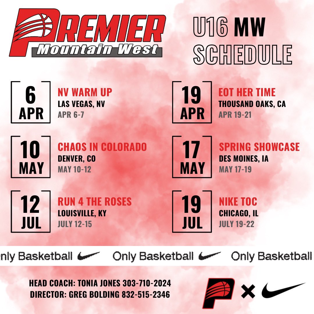 So hyped to play with my U16 Mountain West Premier team this summer!! Below is my schedule for the summer! Starting this weekend! Let’s goo!! @ColoradoPremier @MtnWestPremier
