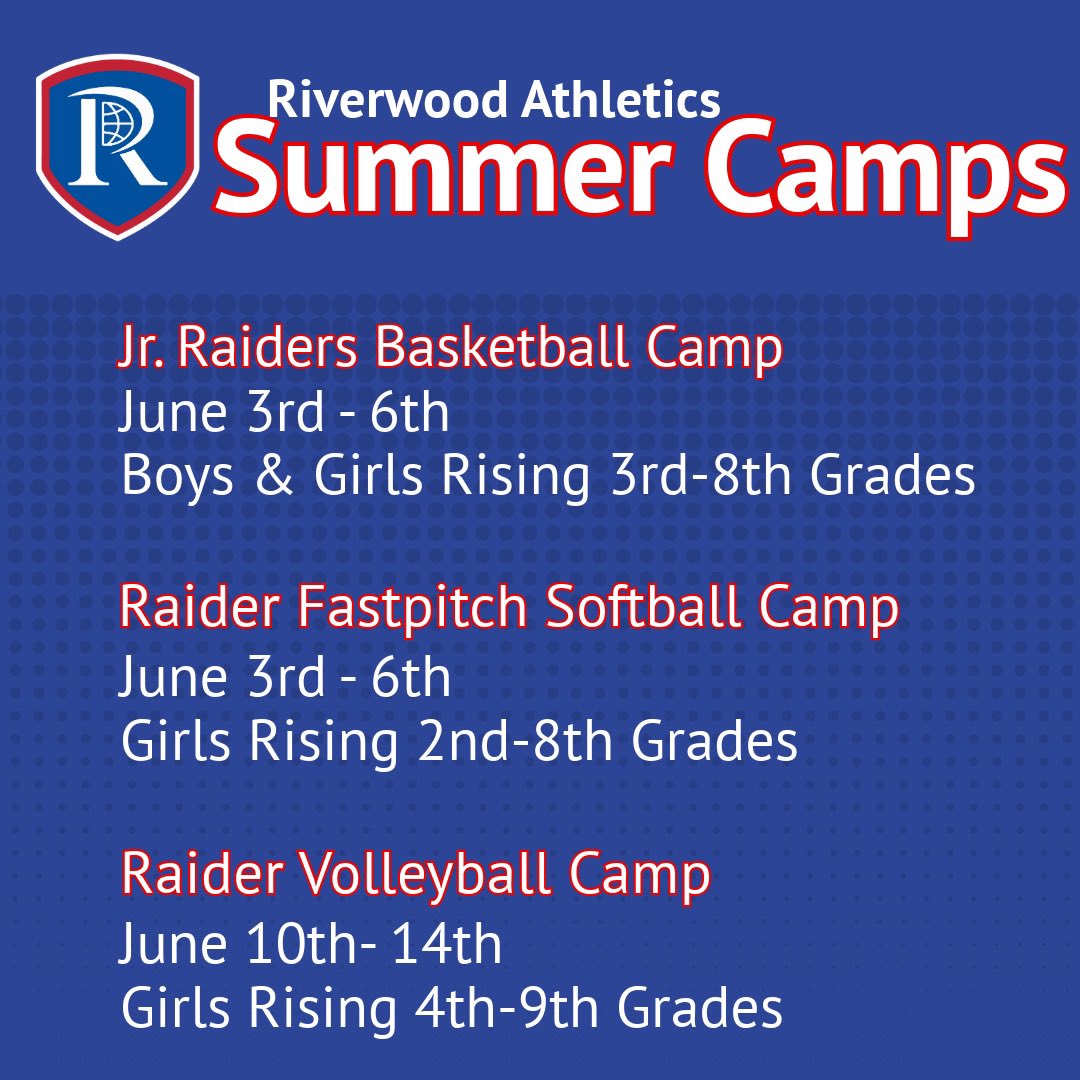 Looking for summer camp ideas? Look no further than right here in @SandySpringsGA! Registration is open for Riverwood's Junior Raider Summer Camps for Basketball, Softball, and Volleyball. 
🏀🥎🏐
Please spread the word! 🔗riverwoodathletics.com/2024/03/16/riv…
@rwrbasketball @juliancjames